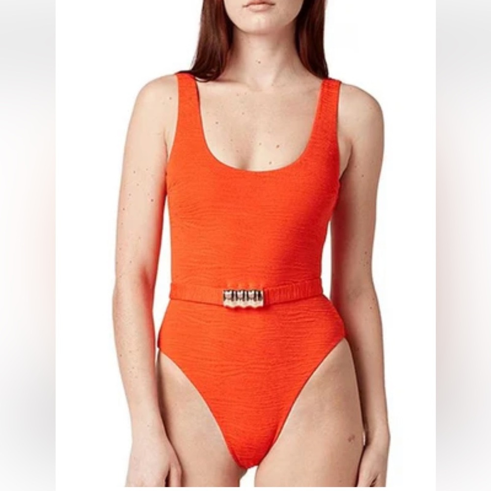 NWT LA PORTE Mandy One Piece - Tangerine Tango Jacquard